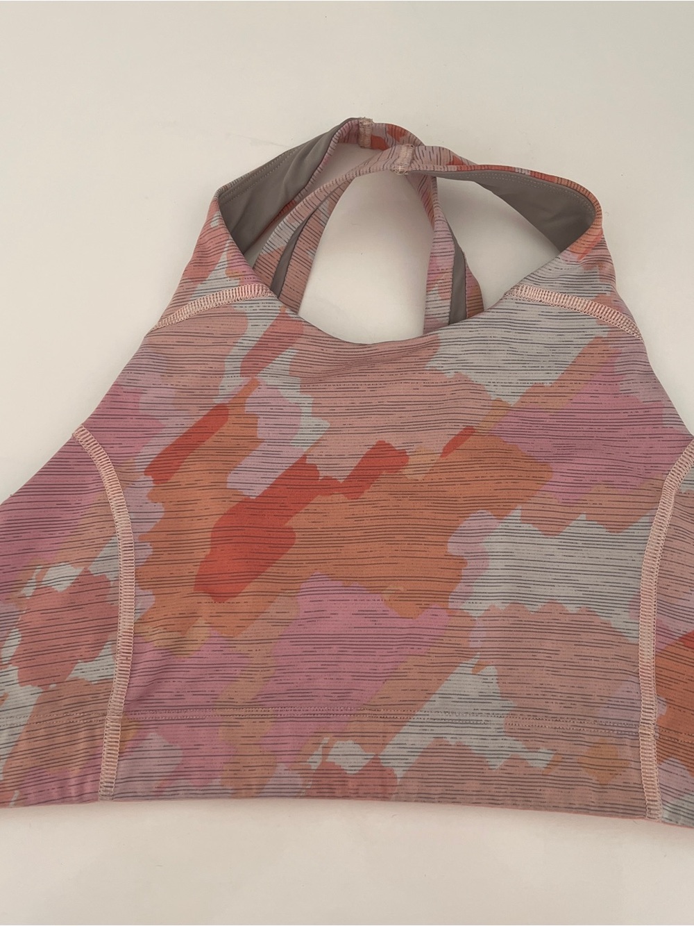 Outdoor Voices Pink & Orange Printed Racerback Sports Bra